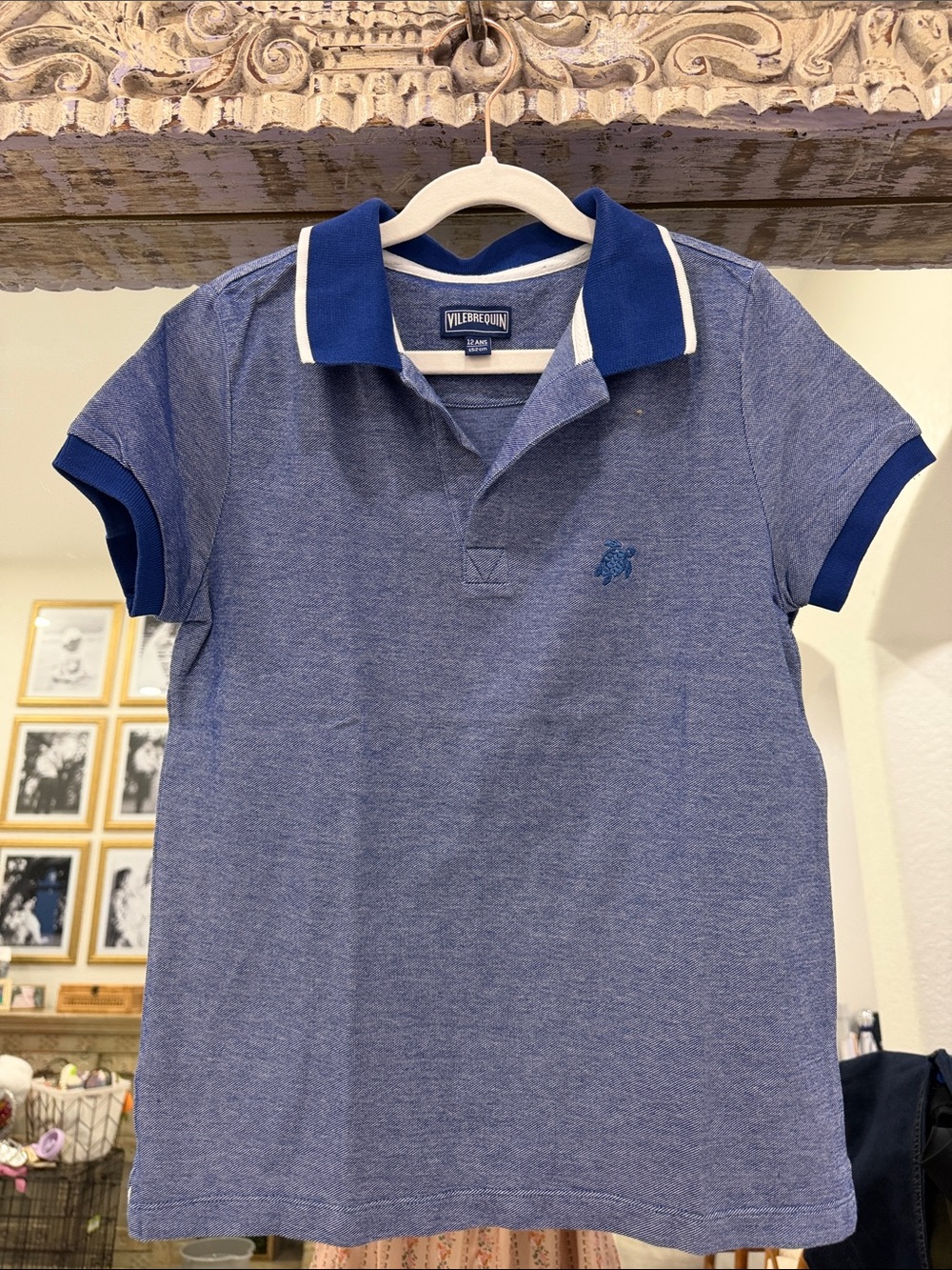 NWOT Vilebrequin Heathered Blue Polo with Navy Trim